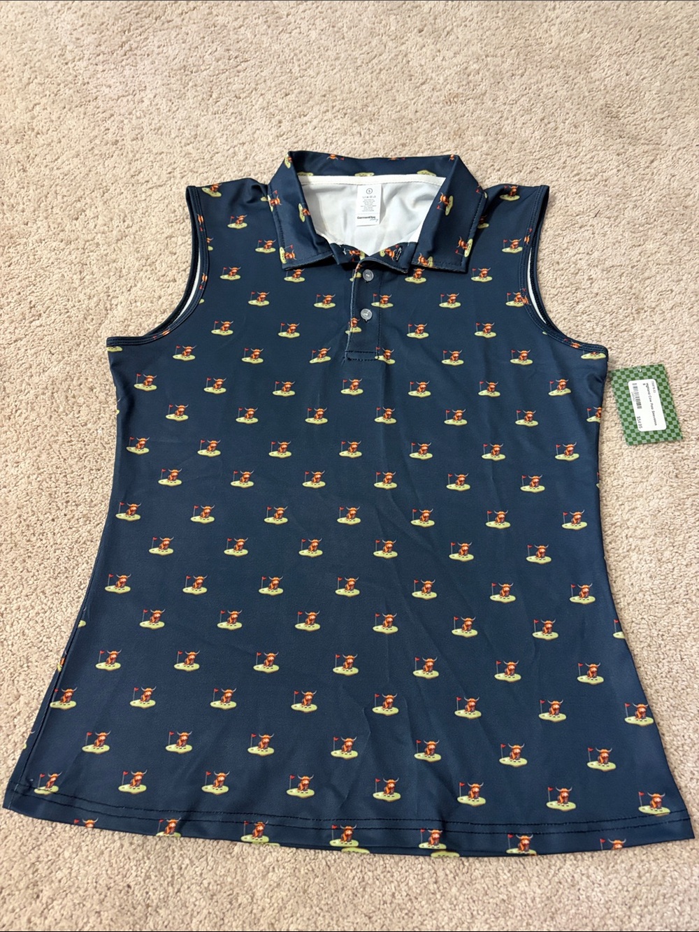 Women’s sleeveless Scottish highland cow polo